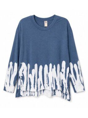 te verde Designed In NYC Womens Large Top Tie Dye Blue Boho Comfort Yoga